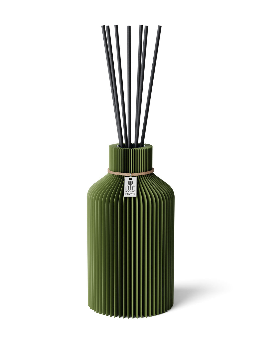 Duftvase Pure Moss Green 17,5 cm ICONIC HOME Naturfarbenes Band