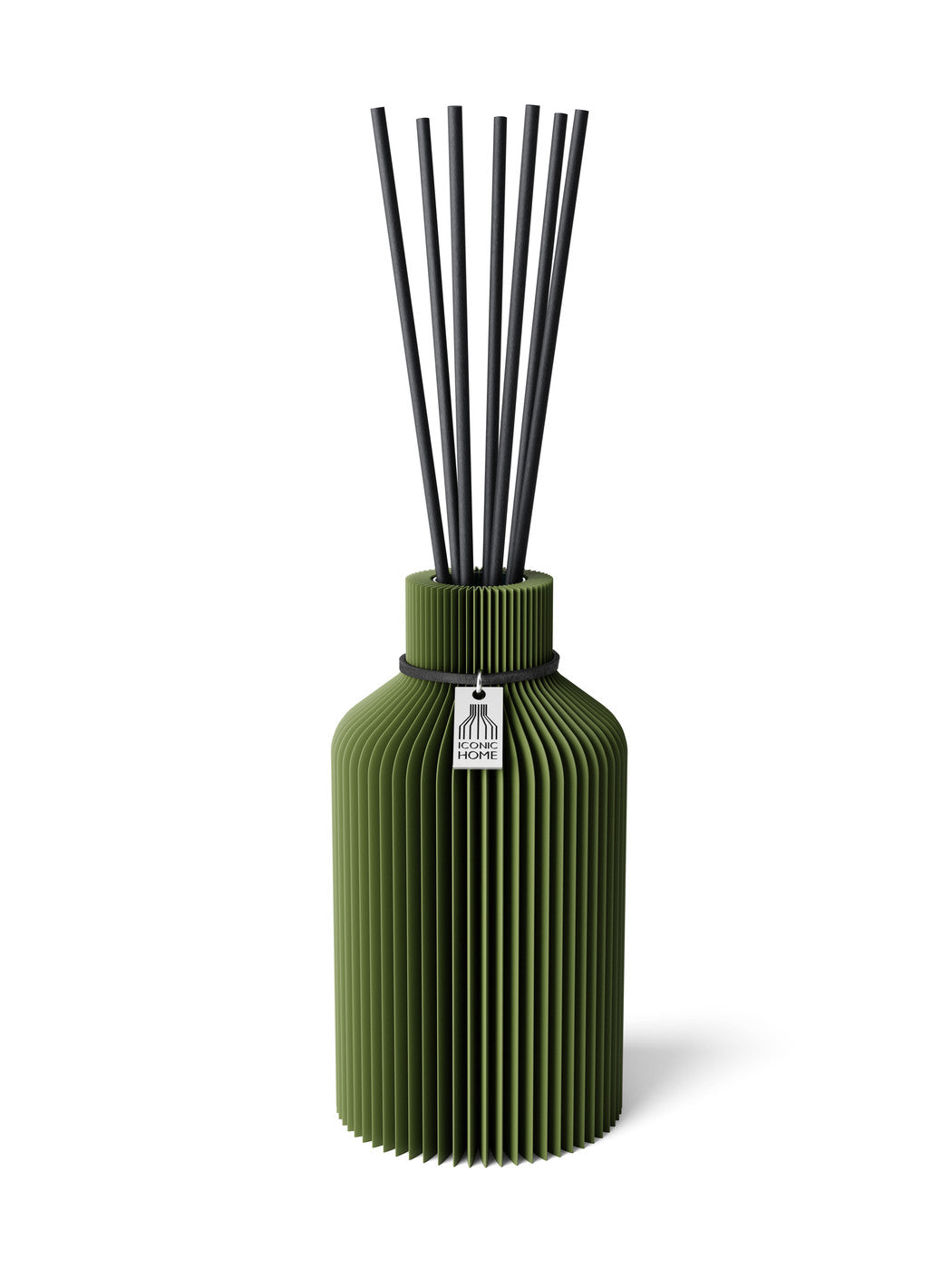 Duftvase Pure Moss Green 15 cm ICONIC HOME Schwarzes Band