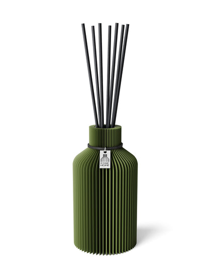 Duftvase Pure Moss Green 15 cm ICONIC HOME Schwarzes Band