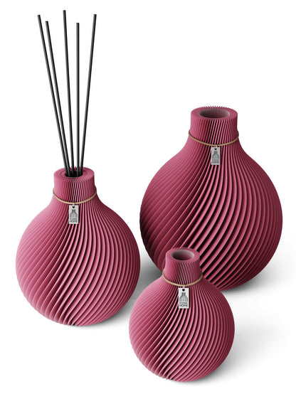 Duftvase Sphere 26 cm naturfarbenes Band 3er Vasen Set Soft Berry ICONIC HOME