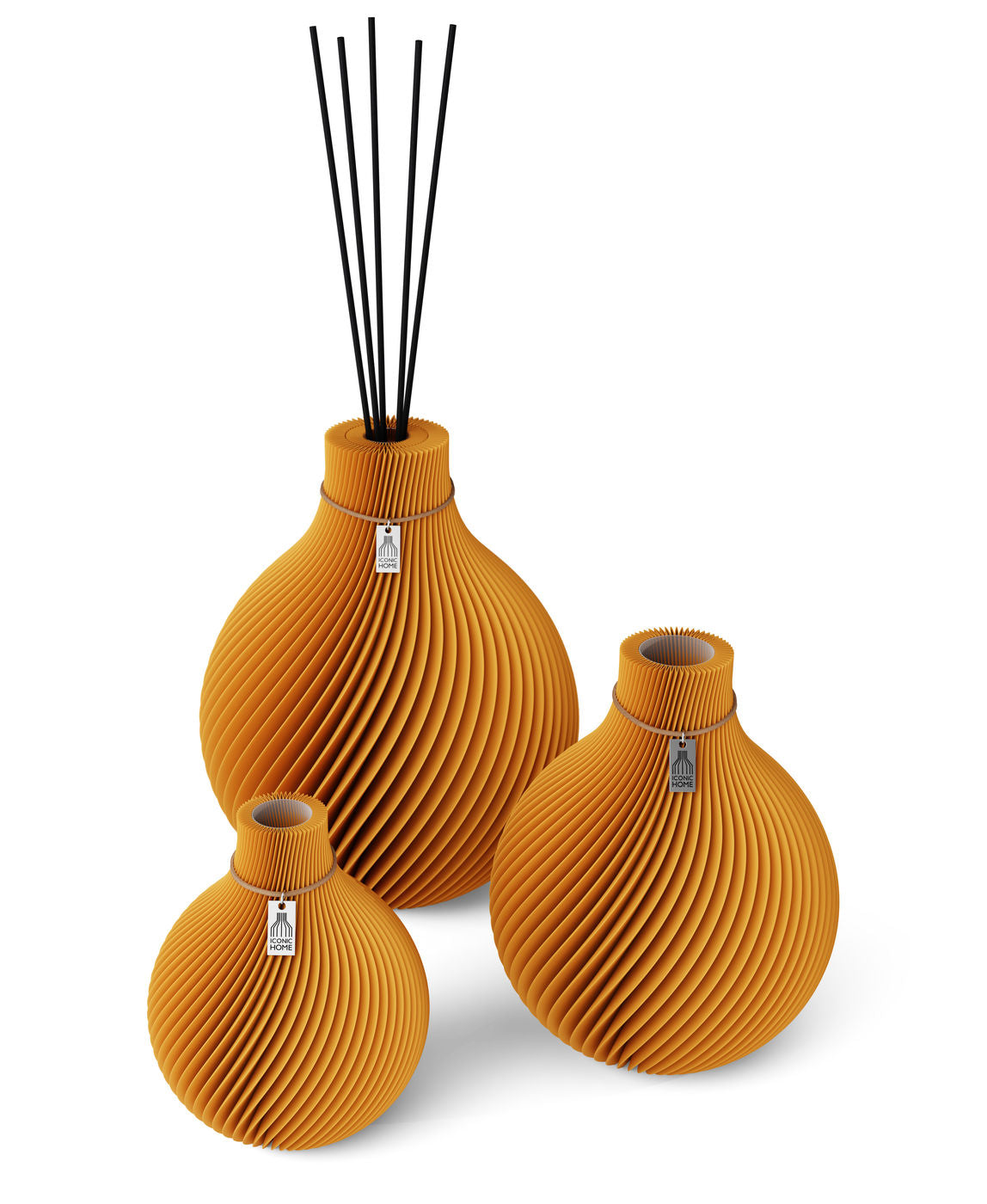 Duftvase Sphere 32 cm naturfarbenes Band 3er Set Golden Sunrise ICONIC HOME