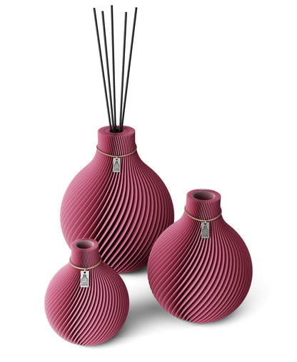 Duftvase Sphere 32 cm naturfarbenes Band 3er Vasen Set Soft Berry ICONIC HOME