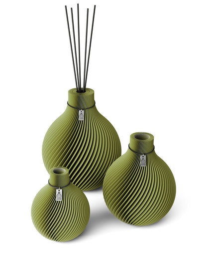 Duftvase Sphere Matcha Green schwarzes Band 32 cm 3er Set ICONIC HOME