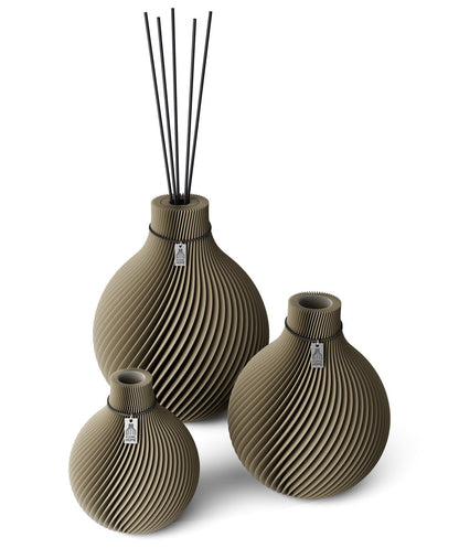 3 Vasen Set Duftvase Sphere Mystic Mud 32 cm ICONIC HOME Schwarzes Band