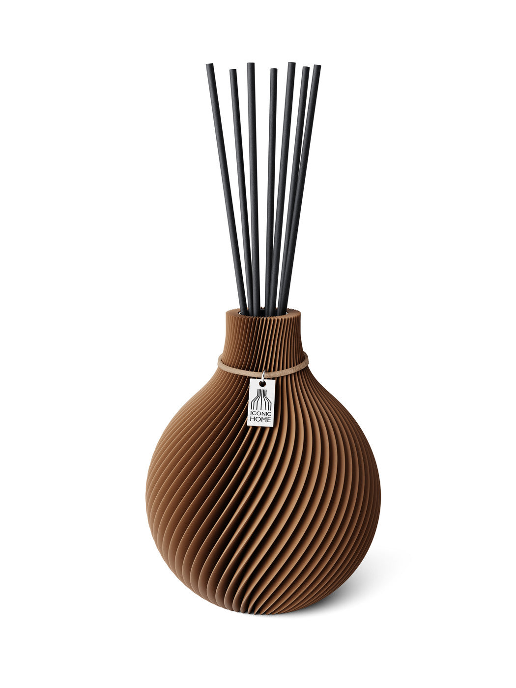 Duftvase Sphere Choco Brown 15 cm ICONIC HOME Naturfarbenes Band