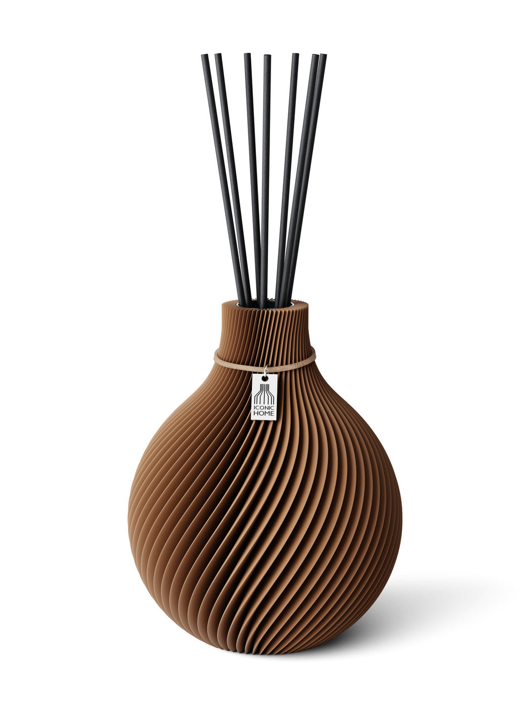 Duftvase Sphere Choco Brown 17,5 cm ICONIC HOME Naturfarbenes Band