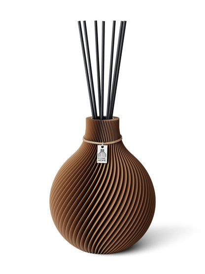 Duftvase Sphere Choco Brown 17,5 cm ICONIC HOME Naturfarbenes Band