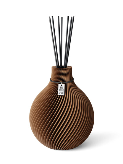 Duftvase Sphere Choco Brown 20 cm ICONIC HOME Schwarzes Band