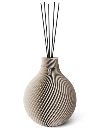 Duftvase Sphere Cozy Greige 32 cm ICONIC HOME Naturfarbenes Band