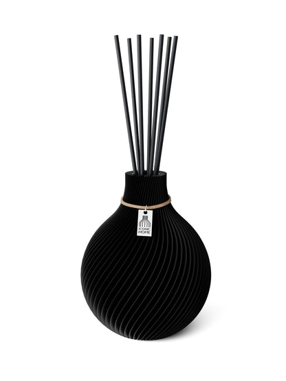 Duftvase Sphere Deep Black 15 cm ICONIC HOME Naturfarbenes Band