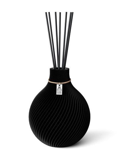 Duftvase Sphere Deep Black 17,5 cm ICONIC HOME Naturfarbenes Band