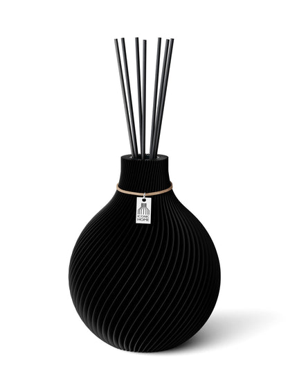 Duftvase Sphere Deep Black 20 cm ICONIC HOME Naturfarbenes Band