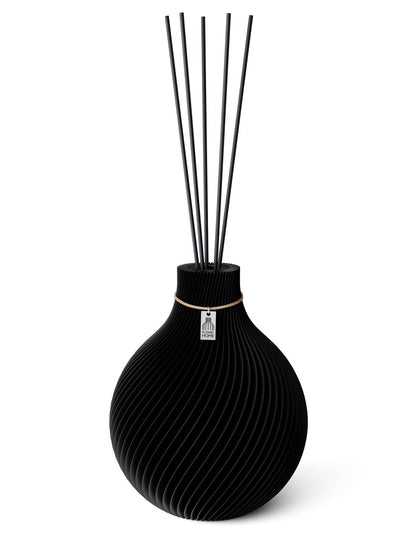 Duftvase Sphere Deep Black 26 cm ICONIC HOME Naturfarbenes Band
