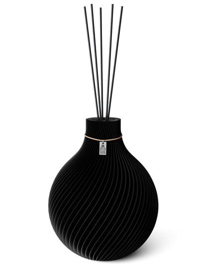 Duftvase Sphere Deep Black 32 cm ICONIC HOME Naturfarbenes Band