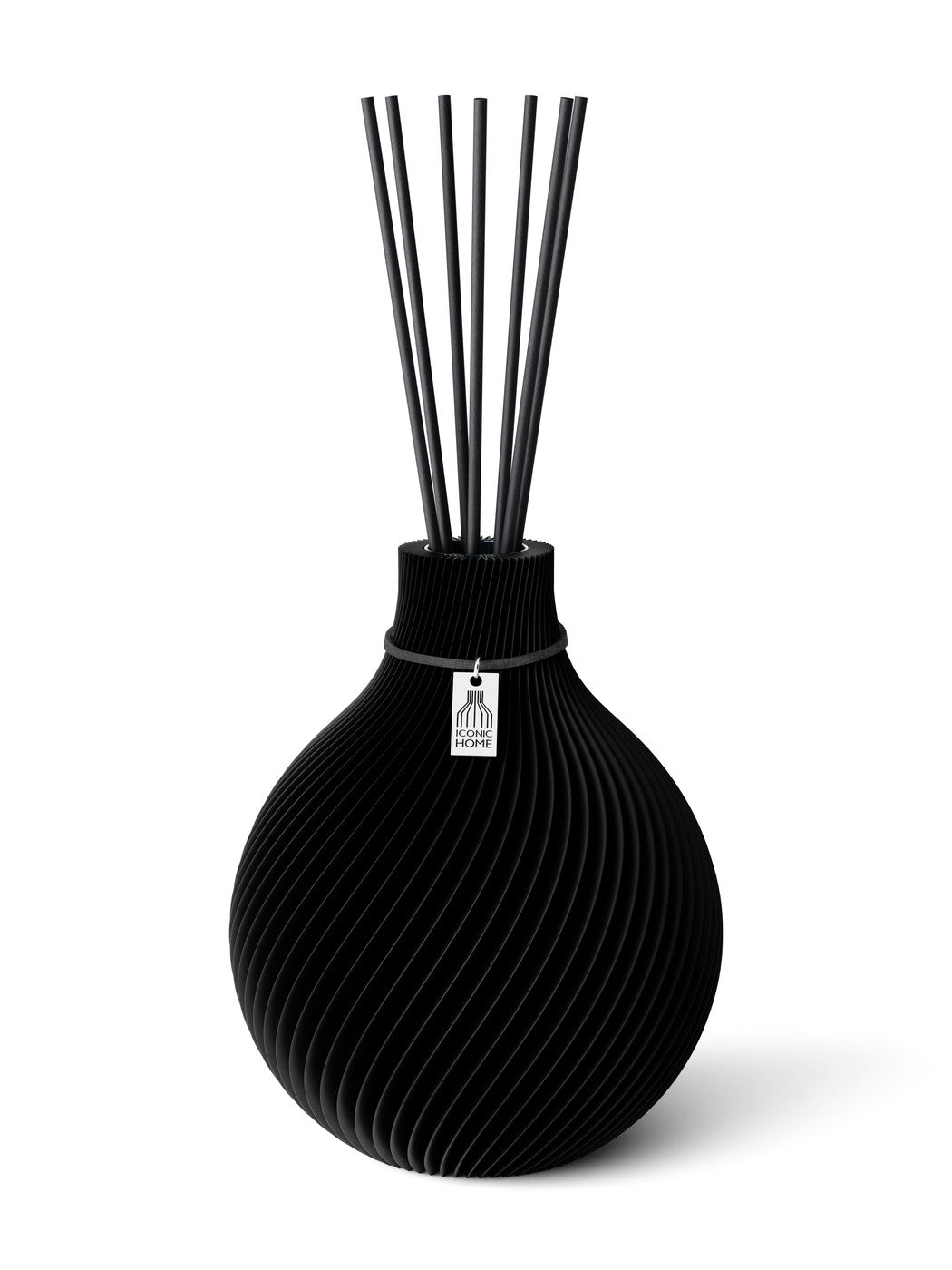 Duftvase Sphere Deep Black 17,5 cm ICONIC HOME Schwarzes Band