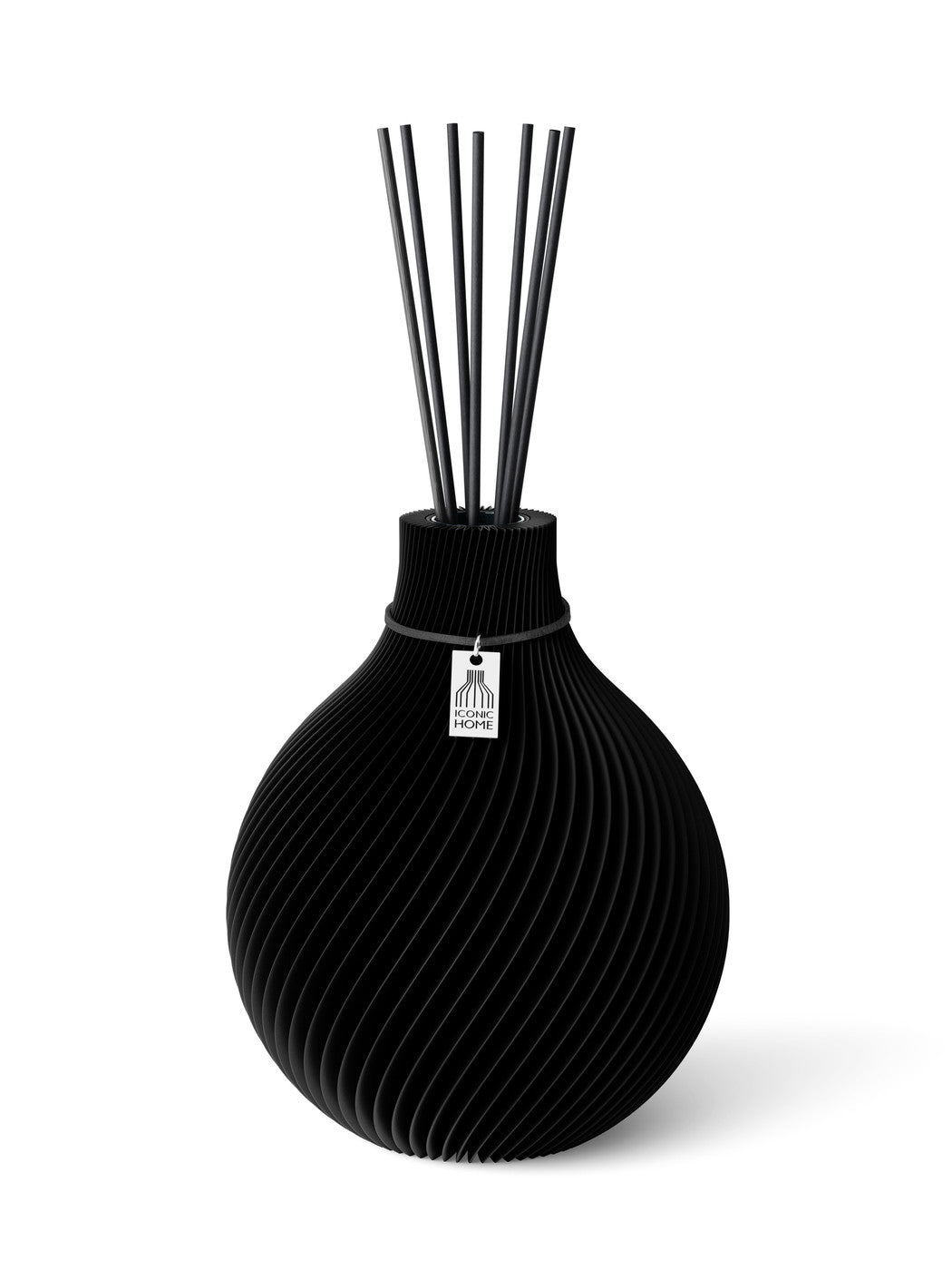 Duftvase Sphere Deep Black 20 cm ICONIC HOME Schwarzes Band