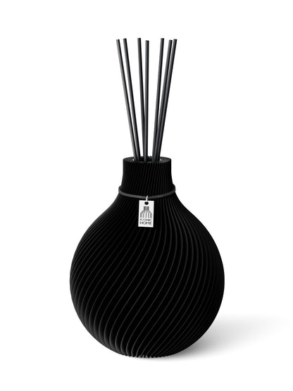 Duftvase Sphere Deep Black 20 cm ICONIC HOME Schwarzes Band