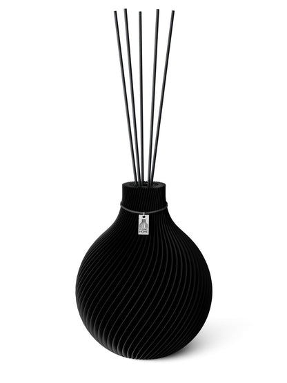 Duftvase Sphere Deep Black 26 cm ICONIC HOME Schwarzes Band
