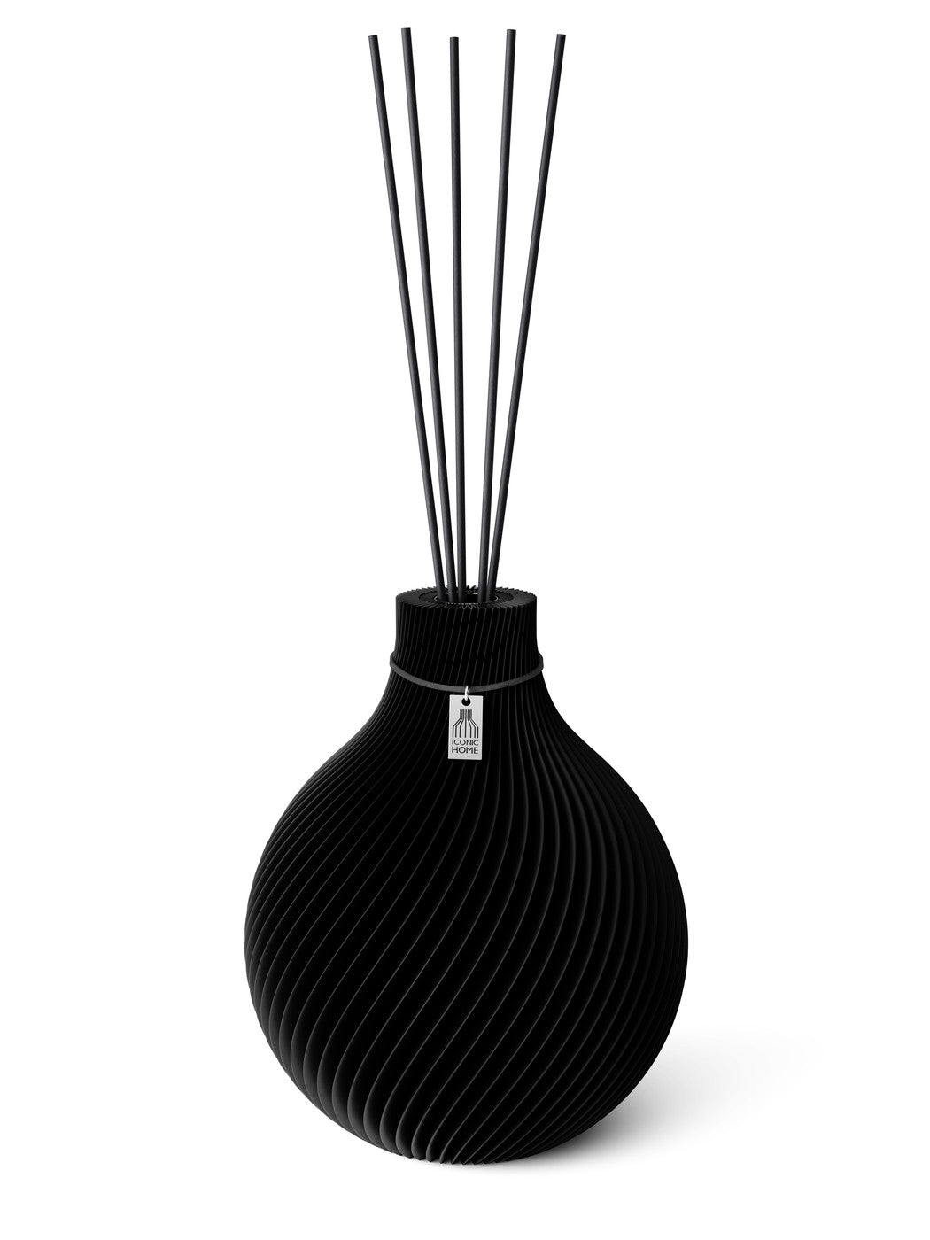 Duftvase Sphere Deep Black 26 cm ICONIC HOME Schwarzes Band