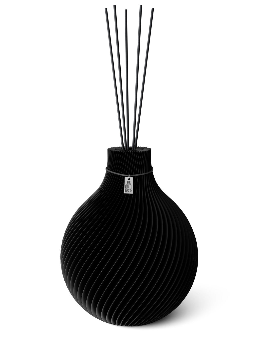 Duftvase Sphere Deep Black 32 cm ICONIC HOME Schwarzes Band