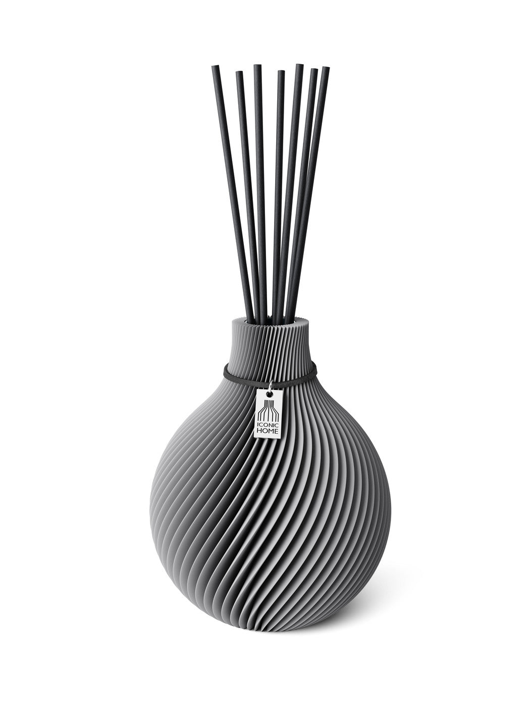 Duftvase Sphere Dreamy Gray 15 cm ICONIC HOME Schwarzes Band