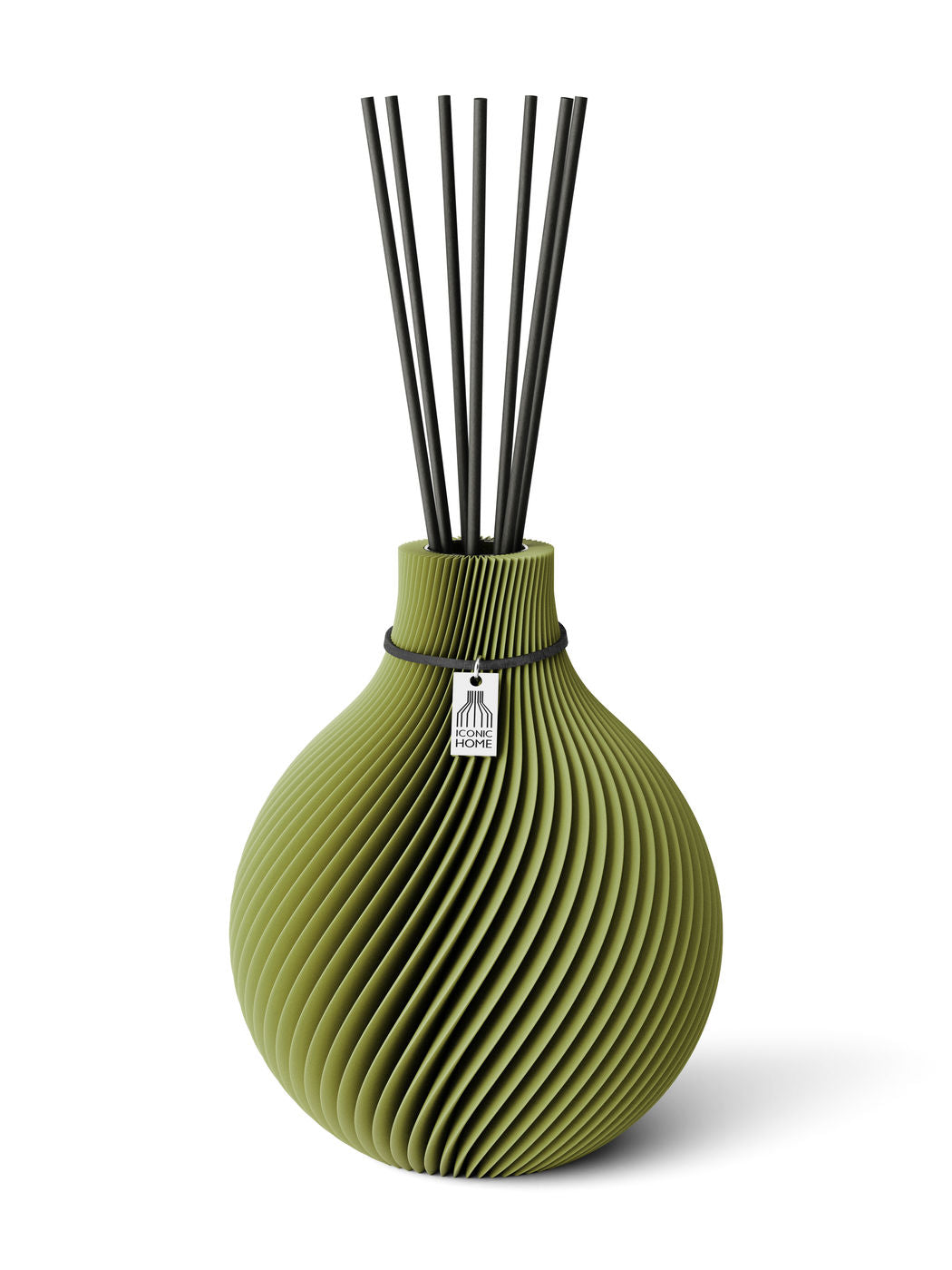 Duftvase Sphere Matcha Green schwarzes Band 17,5 cm ICONIC HOME