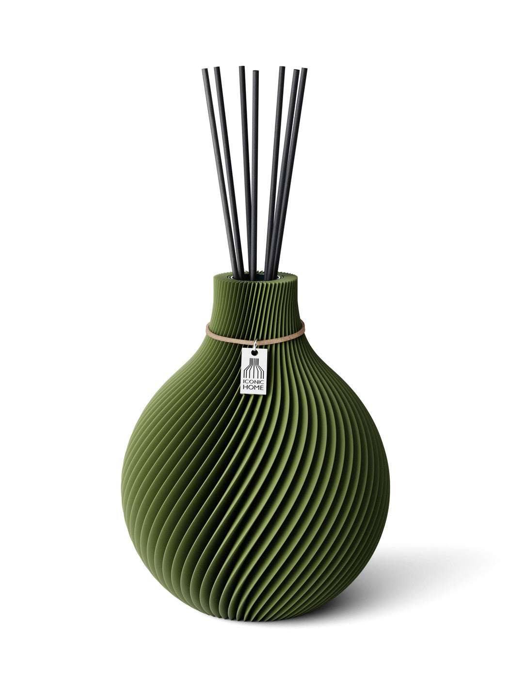 Duftvase Sphere Moss Green 20 cm ICONIC HOME Naturfarbenes Band