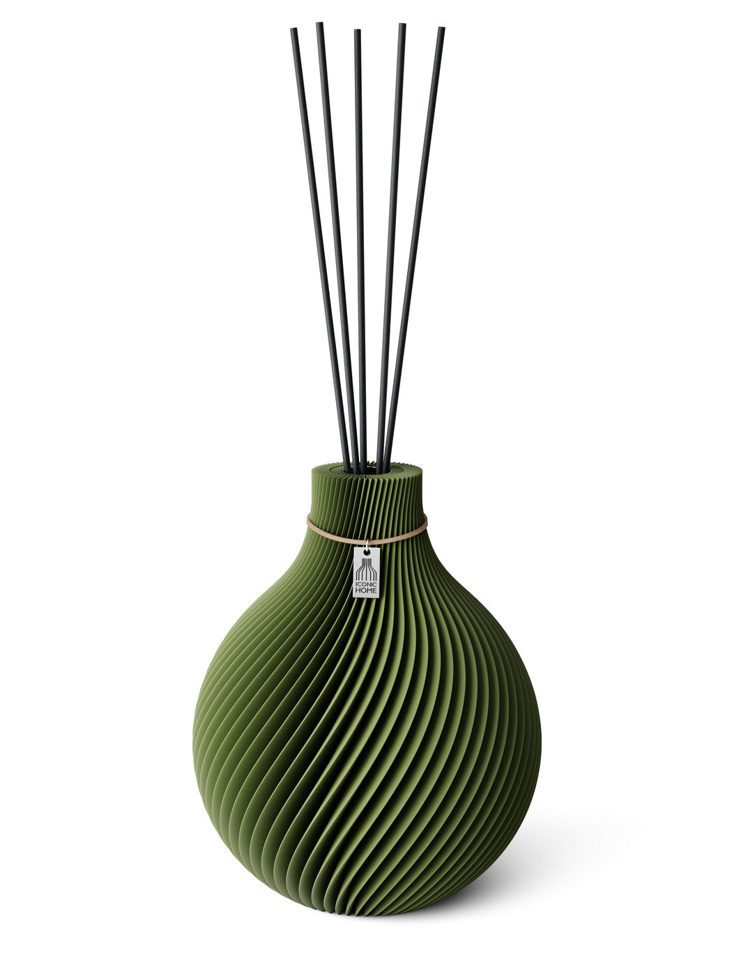 Duftvase Sphere Moss Green 26 cm ICONIC HOME Naturfarbenes Band