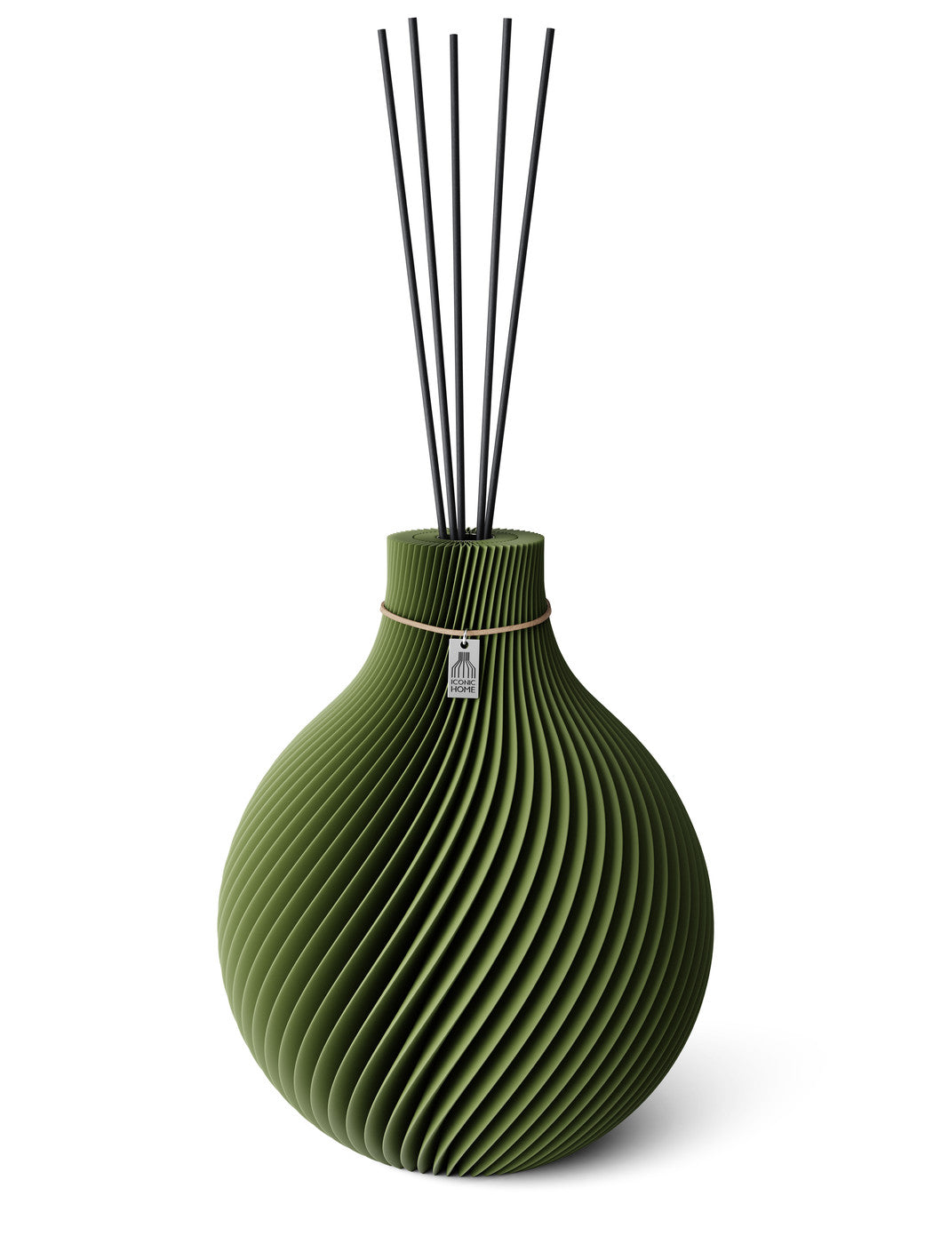 Duftvase Sphere Moss Green 32 cm ICONIC HOME Naturfarbenes Band