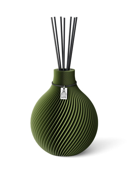 Duftvase Sphere Moss Green S 20 cm ICONIC HOME Schwarzes Band