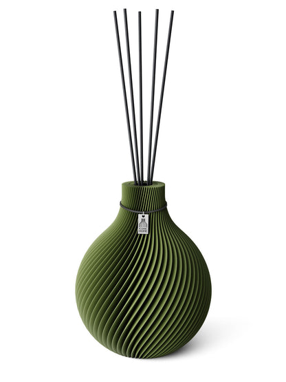 Duftvase Sphere Moss Green 26 cm ICONIC HOME Schwarzes Band