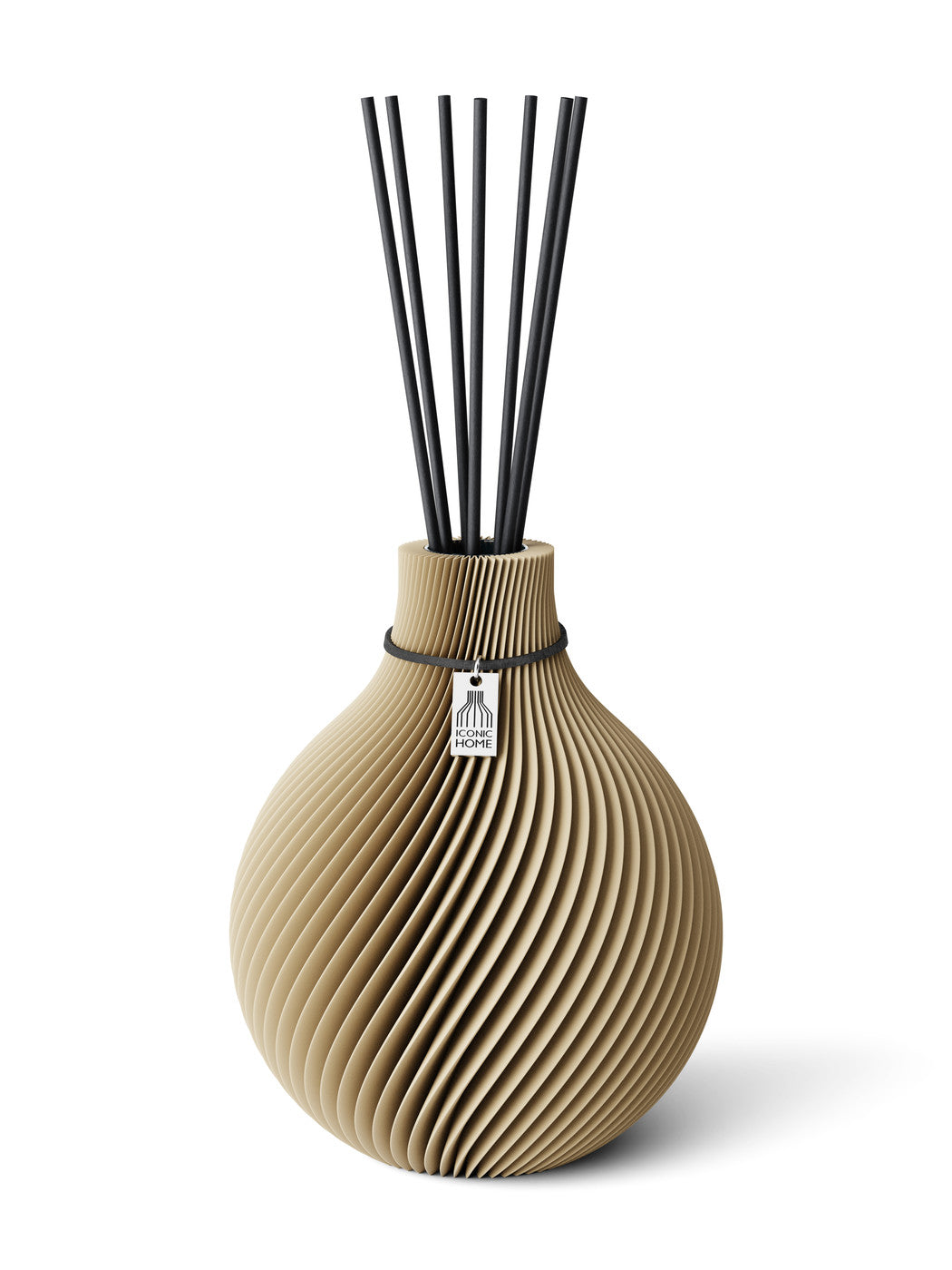 Duftvase Sphere Natural Oak 17,5 cm ICONIC HOME Schwarzes Band