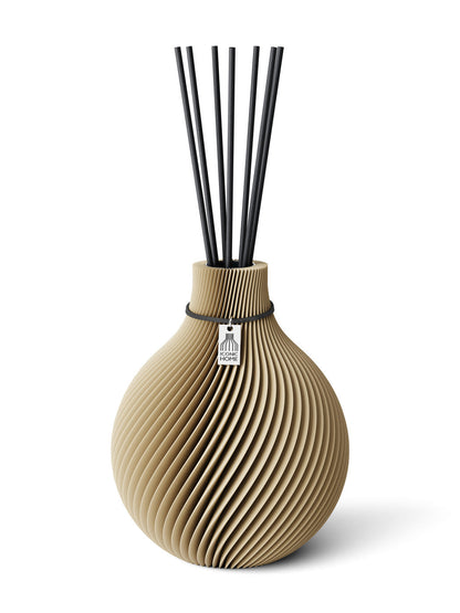 Duftvase Sphere Natural Oak 17,5 cm ICONIC HOME Schwarzes Band