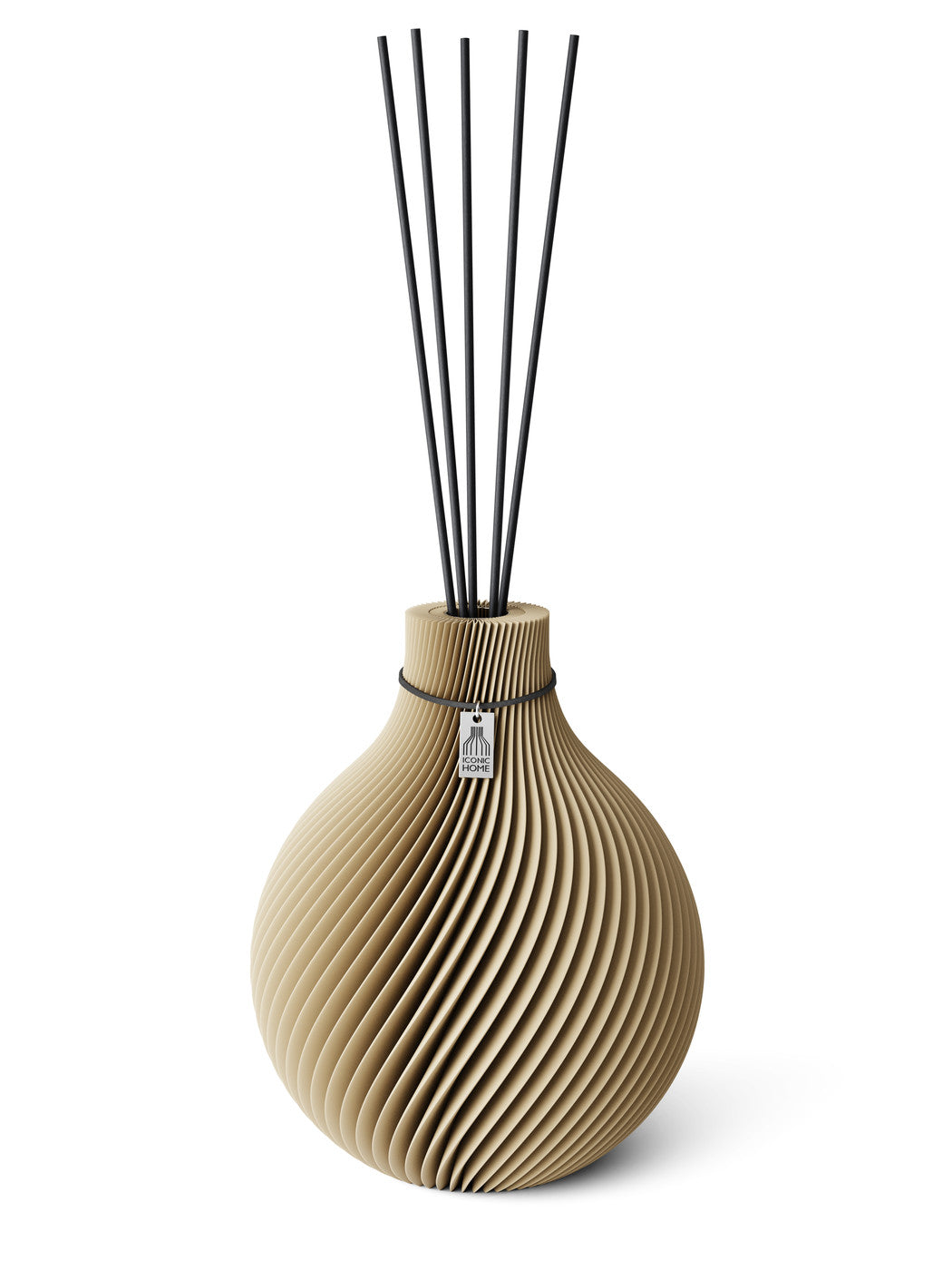 Duftvase Sphere Natural Oak 26 cm ICONIC HOME Schwarzes Band
