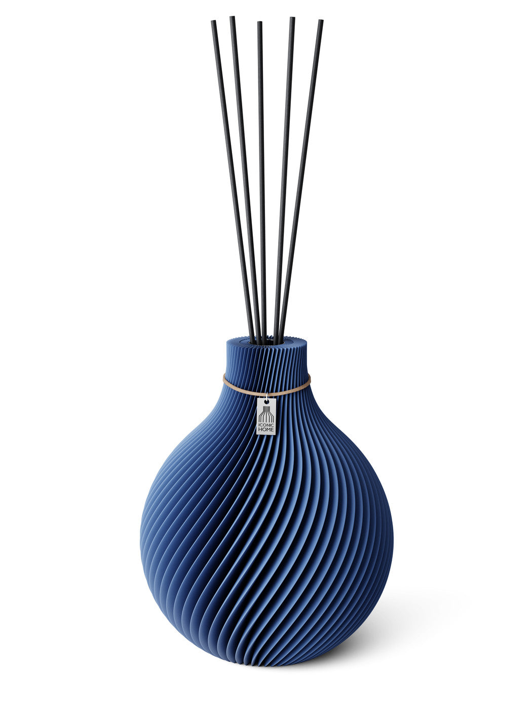 Duftvase Sphere Sea Blue naturfarbenes Band 26 cm ICONIC HOME