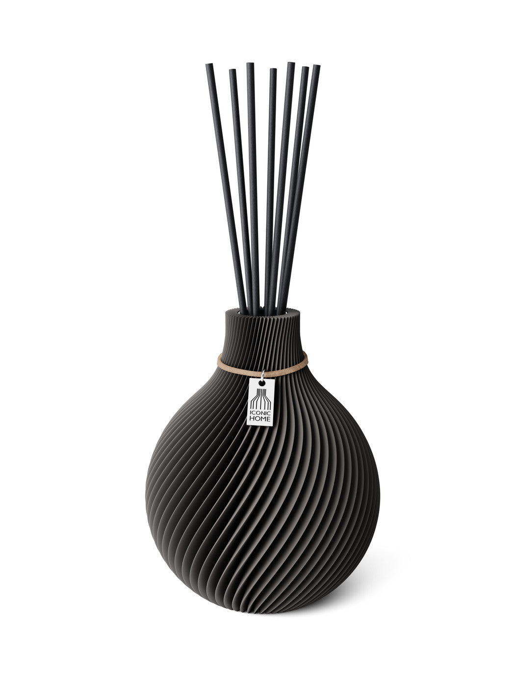 Duftvase Sphere Stormy Gray 15 cm ICONIC HOME Naturfarbenes Band