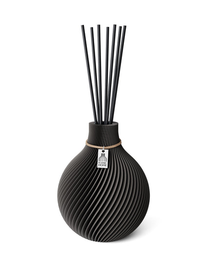 Duftvase Sphere Stormy Gray 15 cm ICONIC HOME Naturfarbenes Band