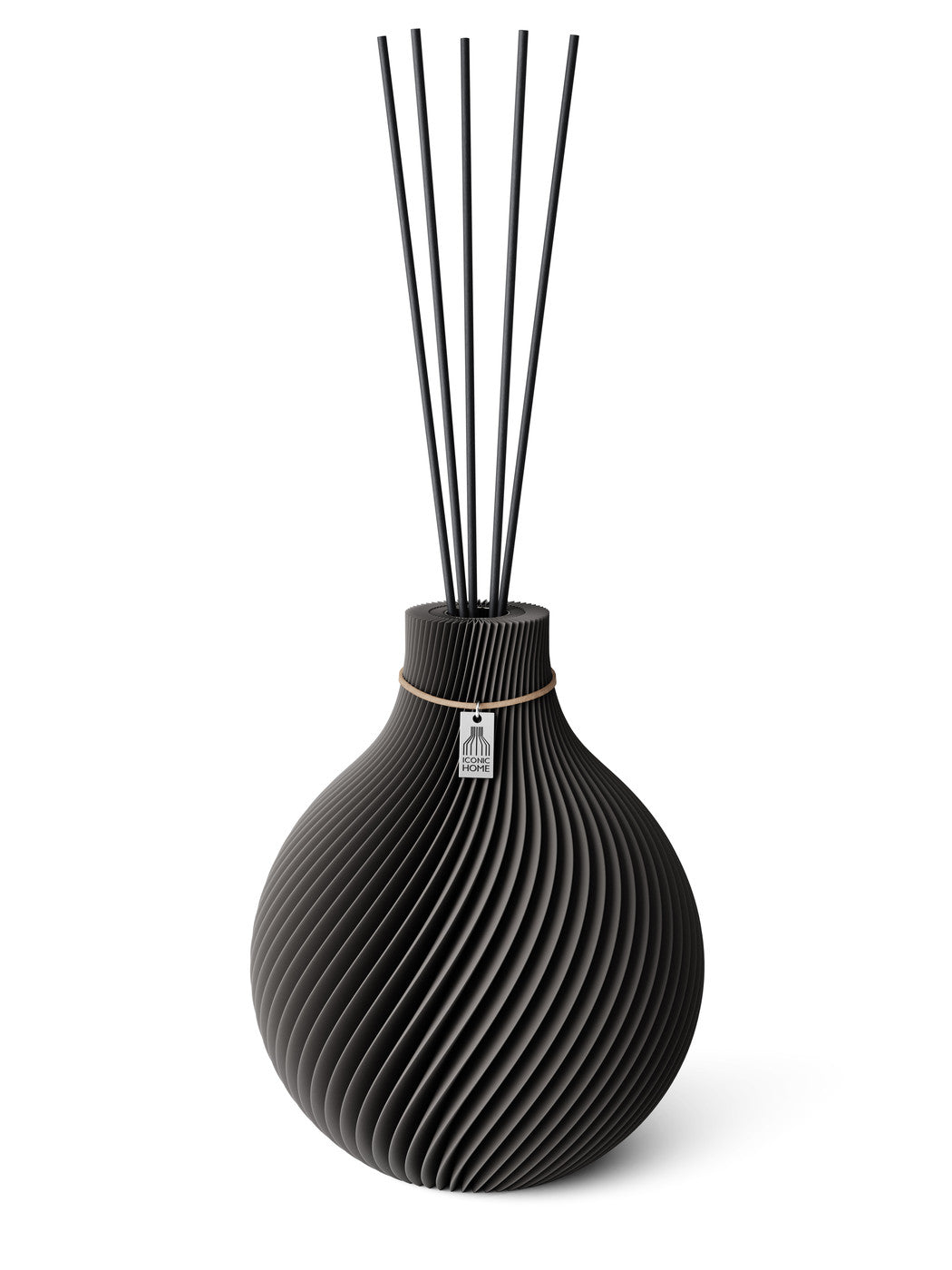 Duftvase Sphere Stormy Gray 26 cm ICONIC HOME Naturfarbenes Band