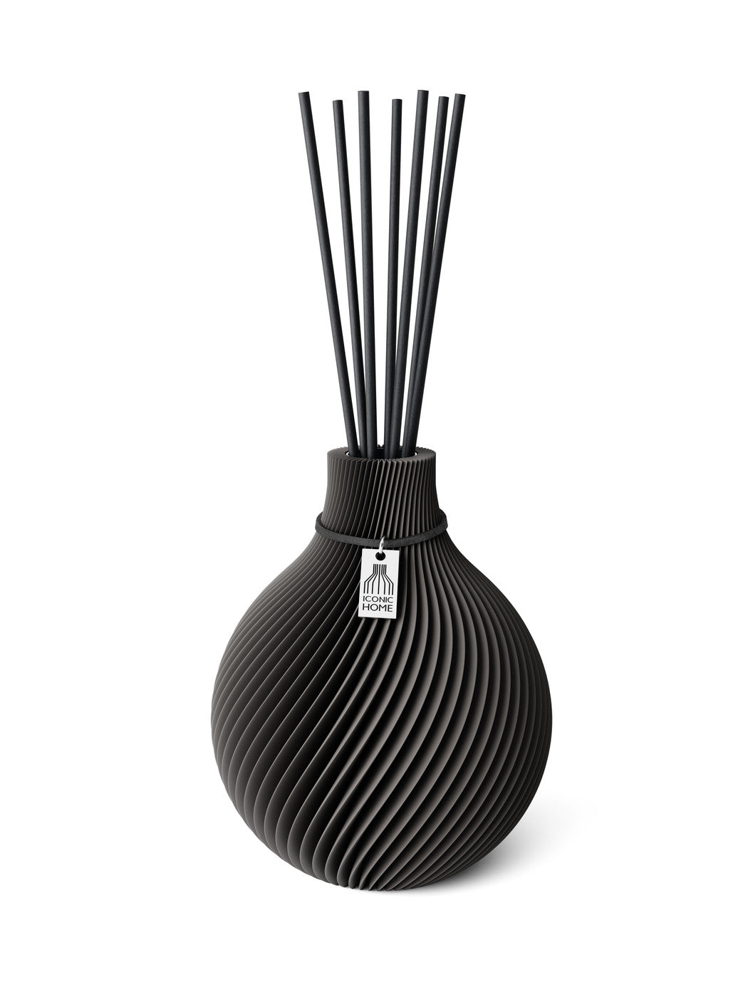 Duftvase Sphere Stormy Gray 15 cm ICONIC HOME Schwarzes Band