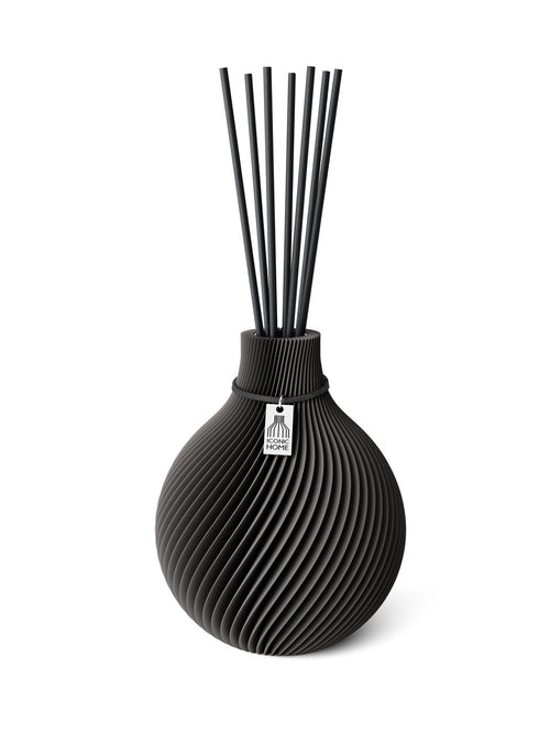 Duftvase Sphere Stormy Gray 15 cm ICONIC HOME Schwarzes Band