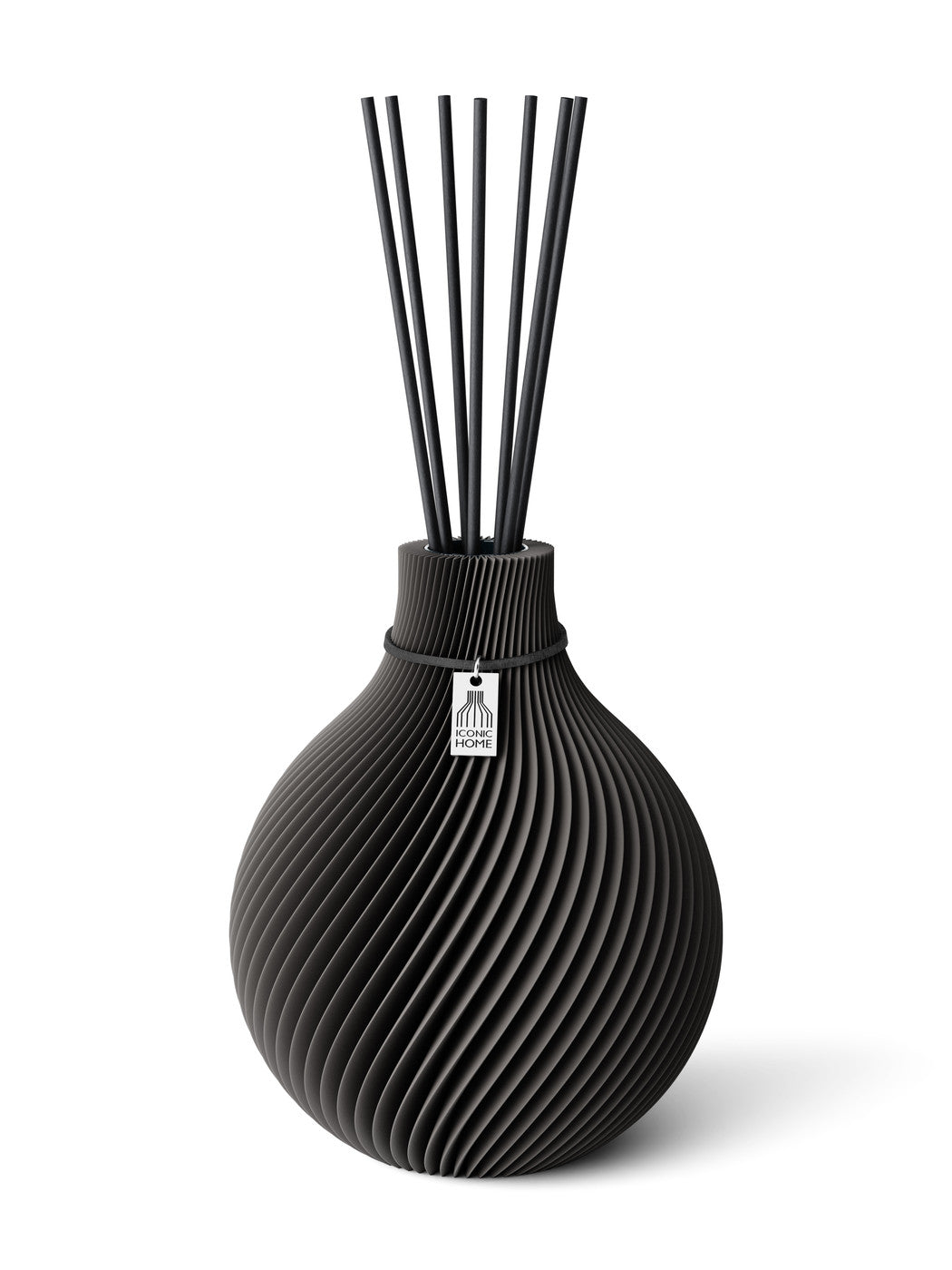 Duftvase Sphere Stormy Gray 17,5 cm ICONIC HOME Schwarzes Band