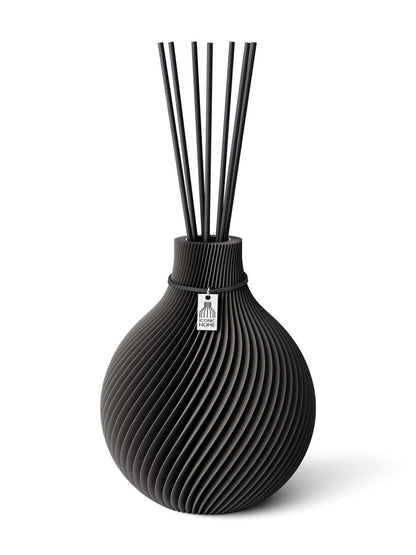 Duftvase Sphere Stormy Gray 17,5 cm ICONIC HOME Schwarzes Band