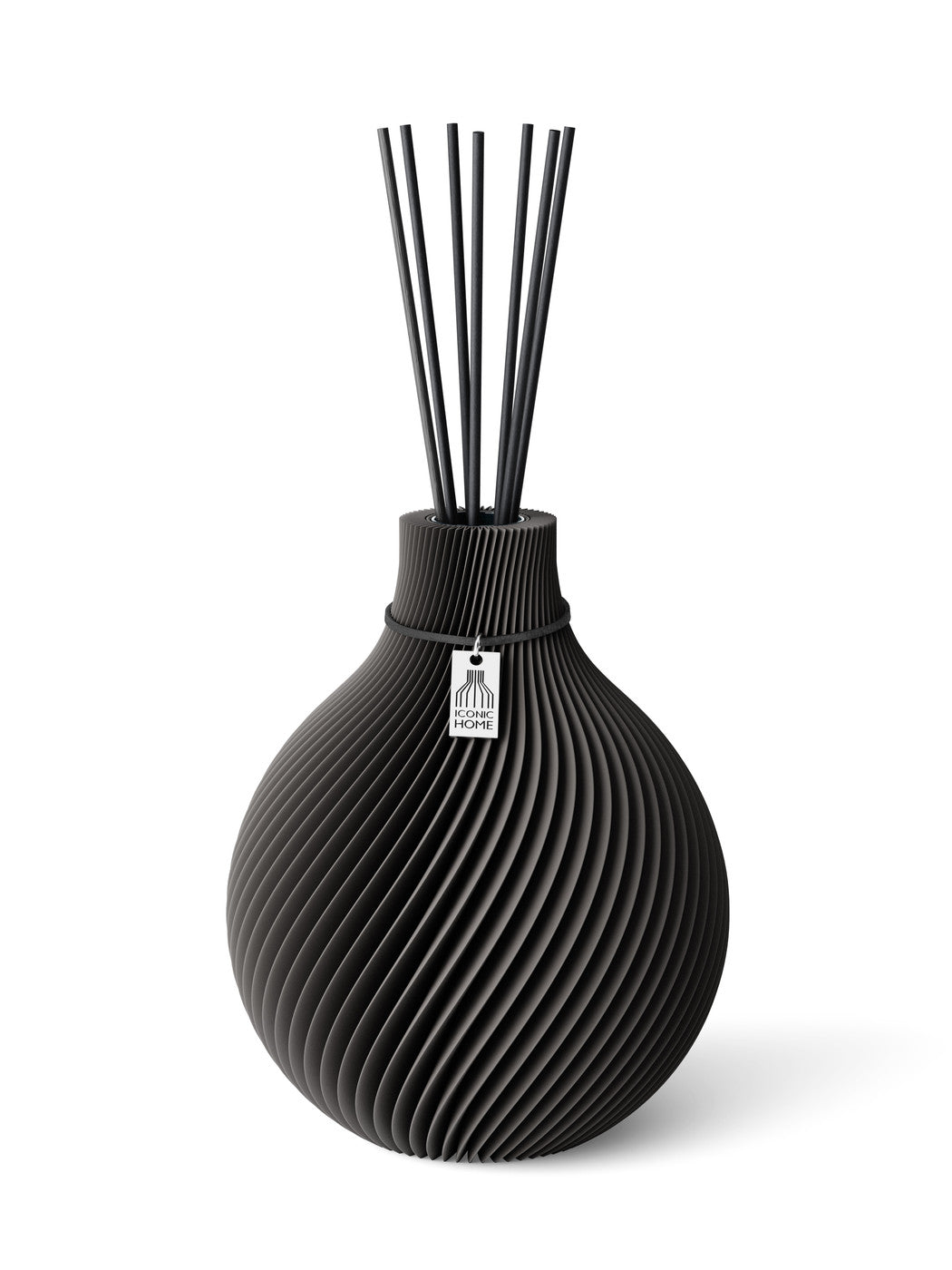 Duftvase Sphere Stormy Gray 20 cm ICONIC HOME Schwarzes Band