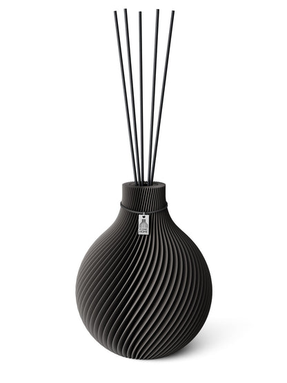 Duftvase Sphere Stormy Gray 26 cm ICONIC HOME Schwarzes Band