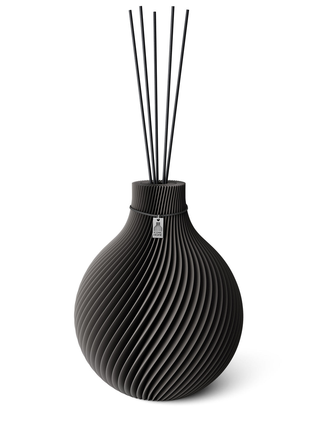Duftvase Sphere Stormy Gray 32 cm ICONIC HOME Schwarzes Band