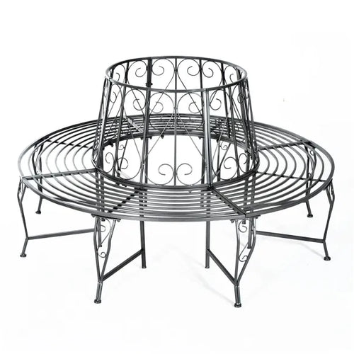 Outsunny Baumbank Rundbank 360° Design große Sitzfläche Metall