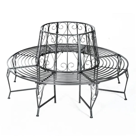 Outsunny Baumbank Rundbank 360° Design große Sitzfläche Metall