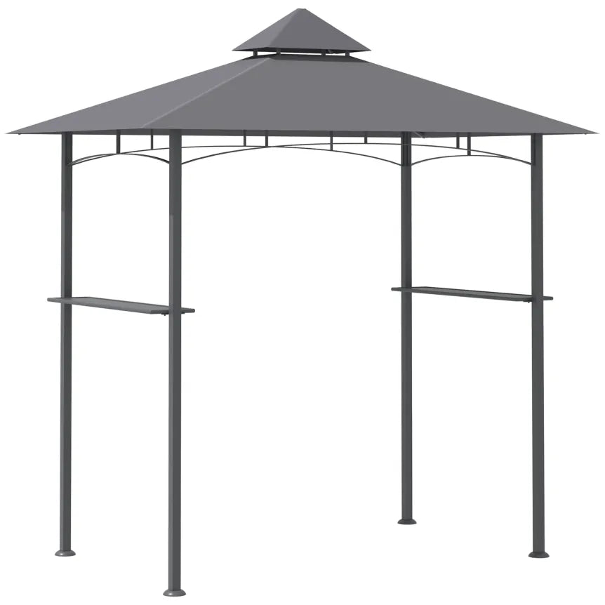 Outsunny Grillpavillon 245×148 cm mit Doppeldach Grau 1