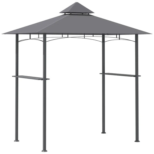 Outsunny Grillpavillon 245×148 cm mit Doppeldach Grau 1