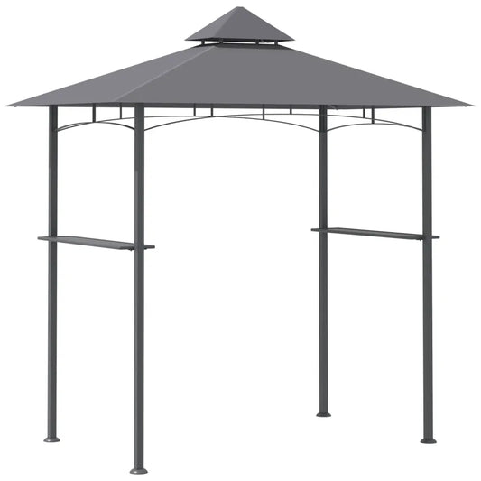 Outsunny Grillpavillon 245×148 cm mit Doppeldach Grau 1